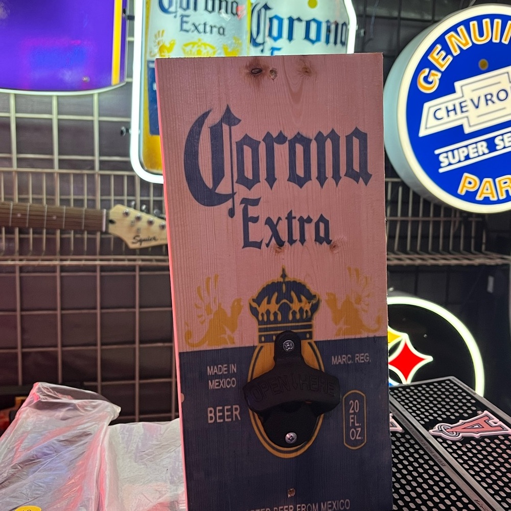 Corona Extra Wall-Mounted Bottle Opener manCave handmade 12“ x 5.5“